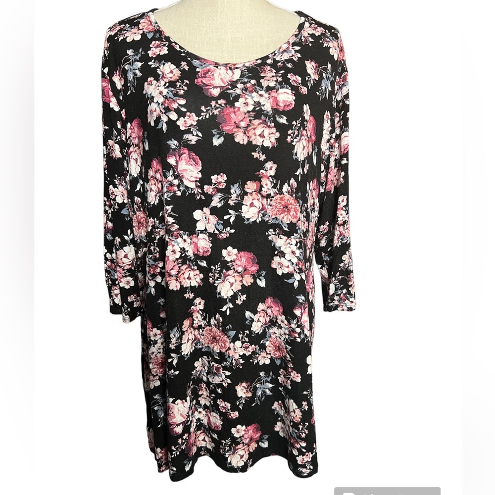 Pink Blush Black With Pink Floral Shirt